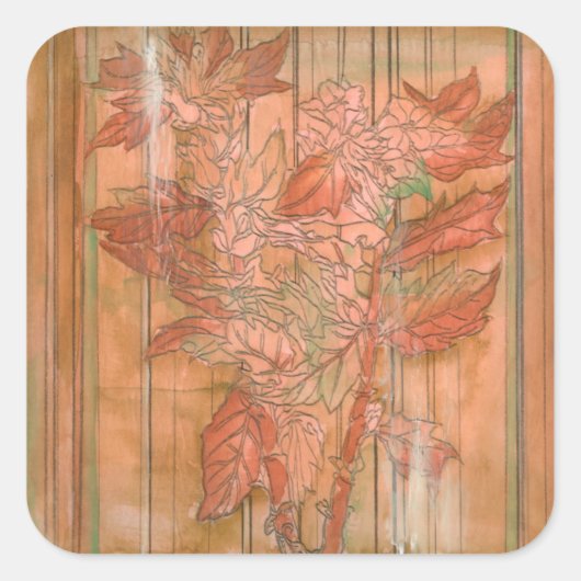 Sticker Carré Impression florale orange moderne sur Arrière - pl (Devant)