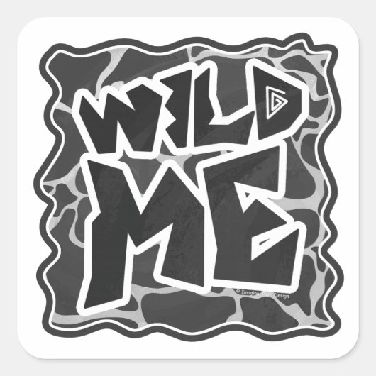 Sticker Carré Impression Giraffe noir et gris clair (Devant)