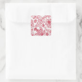 Sticker Carré Impression Jacobean rouge (Sac)