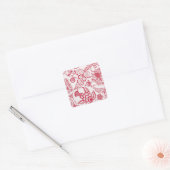 Sticker Carré Impression Jacobean rouge (Enveloppe)