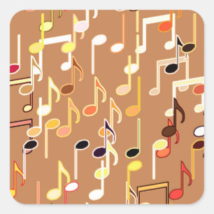 Sticker Carré Impression musicale - Caramel Tan, Multi