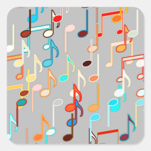 Sticker Carré Impression musicale - Gris moyen, Multi