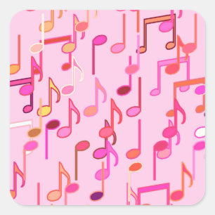 Sticker Carré Impression musicale - rose, multi