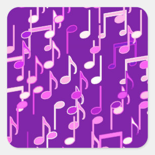 Sticker Carré Impression musicale - violet violet, multi