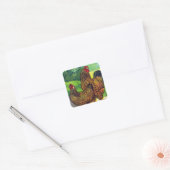 Sticker Carré Impression vintage de poulet (Enveloppe)