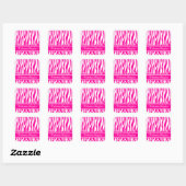 Sticker Carré Impression Zebra rose chaud avec du texte personna (Feuille)
