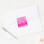Sticker Carré Impression Zebra rose chaud avec du texte personna (Enveloppe)