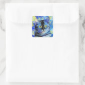 Sticker Carré Impressionniste Starry Night Tabby Cat Portrait (Sac)