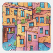 Sticker Carré Impressions Cityscape V2 dynamiques (Devant)