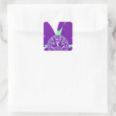 Sticker Carré Imprimante d'art bleu rétro Cyan Kaleidoscope (Sac)