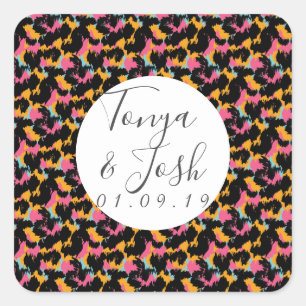 Sticker Carré Imprimé guépard coloré motif moderne mariage