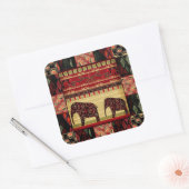 Sticker Carré Imprimé rétroafricain avec éléphants (Enveloppe)