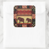 Sticker Carré Imprimé rétroafricain avec éléphants (Sac)