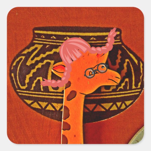 Sticker Carré Imprimer Casquette Giraffe (Devant)