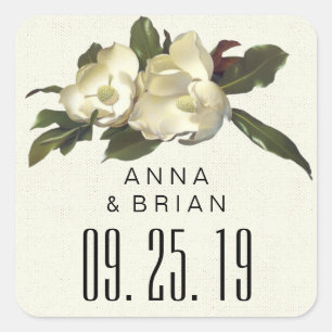 Sticker Carré In Love - Fleur Vintage Magnolia Mariage personnal