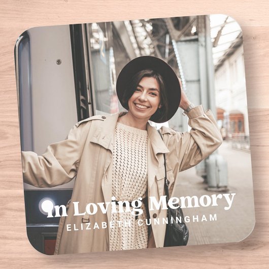 Sticker Carré In Loving Memory Modern Custom Photo Memorial