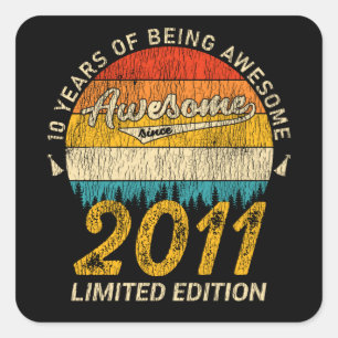 Sticker Carré Incroyable depuis 2011 Edition Limitée Cadeau d'An