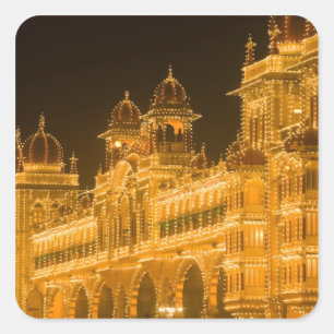 Sticker Carré INDE, Karnataka, Mysore : Palais du Majaraja (b. 2
