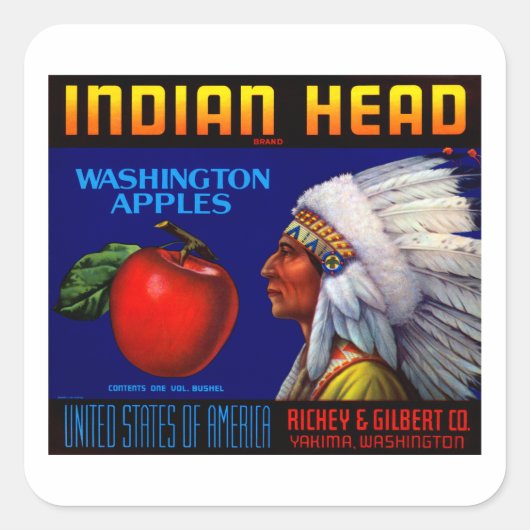 Sticker Carré Indian Head Washington Apples (Devant)