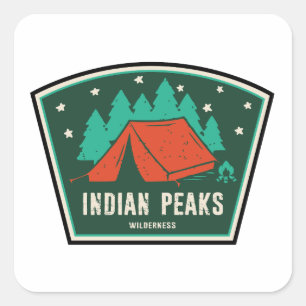 Sticker Carré Indian Peaks Wilderness Colorado Camping