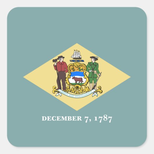 Sticker Carré Indicateur d'état du Delaware (Devant)