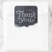 Sticker Carré Indigo aquarelle moderne simple mariage merci (Sac)