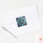 Sticker Carré IndigoTealFloralMandala  (Enveloppe)