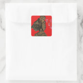 Sticker Carré Indonesi Shadow Puppet Hohoho Design sur toile rou (Sac)