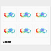 Sticker Carré Infinity avec Rainbow Jellyfish (Feuille)