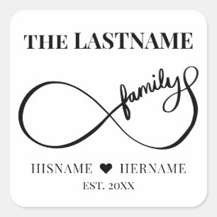 Sticker Carré Infinity Personalized Family Name and Est. Date
