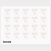 Sticker Carré Infinity rose or romantique monogramme calligraphi (Feuille)