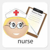 Sticker Carré Infirmière avec Porte - bloc Médicale et thermomèt (Devant)