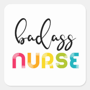 Sticker Carré Infirmière Badass