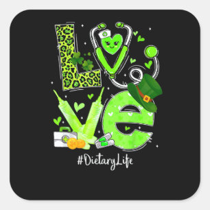 Sticker Carré Infirmière diététiste Vie Amour Cœur Stéthoscope I