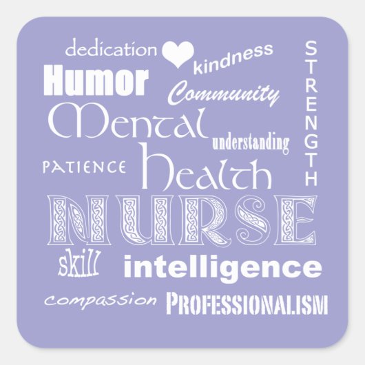 Sticker Carré Infirmière en santé mentale Attributes de la fiert (Devant)