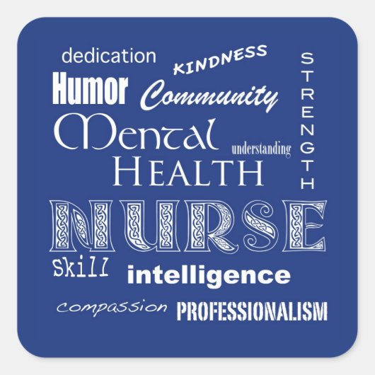 Sticker Carré Infirmière en santé mentale - Blueberry (Devant)