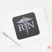 Sticker Carré Infirmière inscrite RN Silver Caduceus Snakes (Enveloppe)