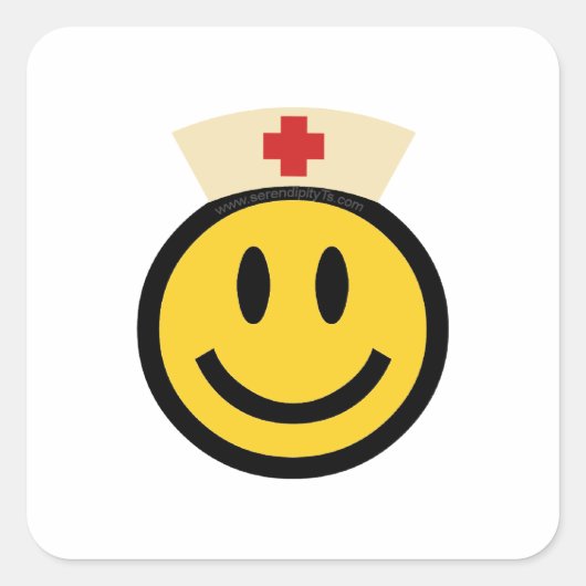 Sticker Carré Infirmière Sourire (Devant)