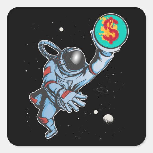 Sticker Carré Inflation pour l'astronaute lunaire (Devant)