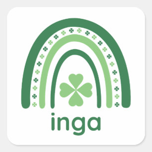 Sticker Carré inga Nom Clover Boho Arc-en-ciel