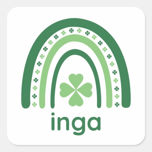 Sticker Carré inga Nom Clover Boho Arc-en-ciel (Devant)