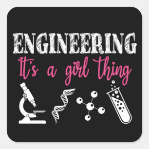 Sticker Carré Ingénierie C'est une fille