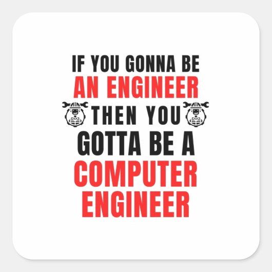 STICKER CARRÉ INGÉNIEUR DE MATÉRIEL ORDINATEUR (Devant)
