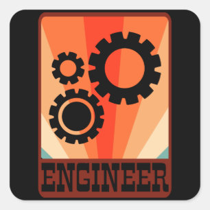 Sticker Carré Ingénieur mécanique Drôle Génie Graduation