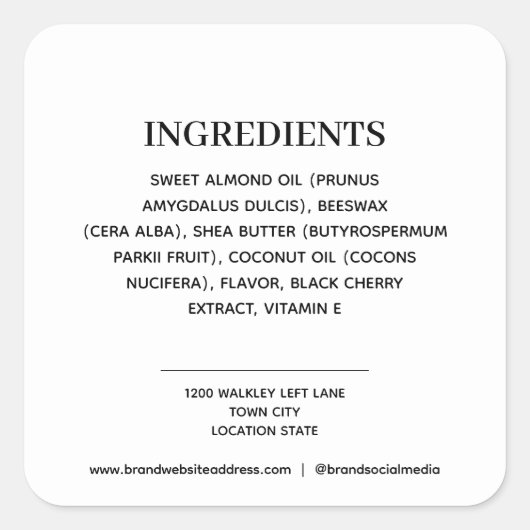 Sticker Carré Ingrédients (Devant)