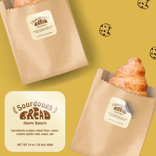 Sticker Carré Ingrédients de cuisson du pain de pâte