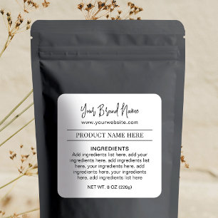 Sticker Carré Ingrédients de produits d'emballage noir et blanc