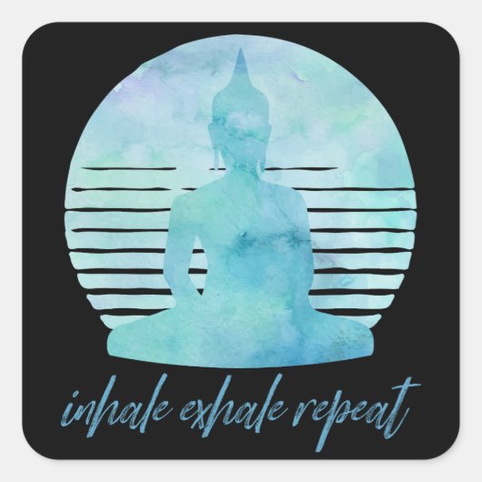 Sticker Carré Inhale Exhale Répéter bleu (Devant)