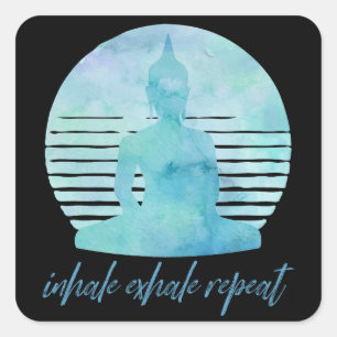 Sticker Carré Inhale Exhale Répéter bleu
