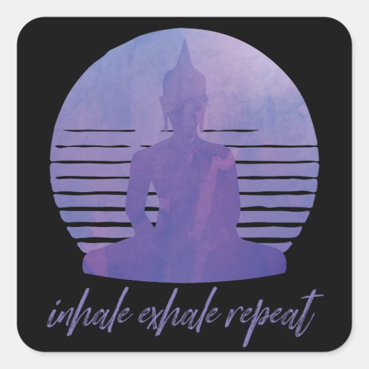 Sticker Carré Inhale Exhale Répéter Purple (Devant)
